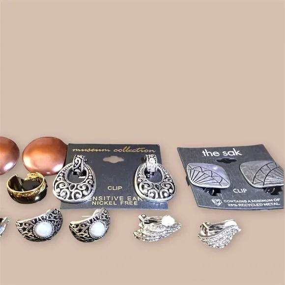 Assorted Women's Clip On Earrings Set - New & Vintage. One is a Monet Stamped - Picture 3 of 5